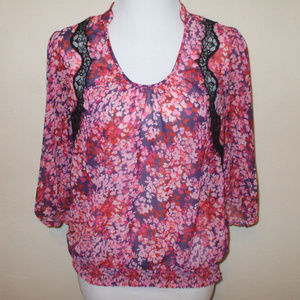 Express Sheer Pink Floral Top